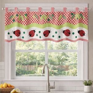 Britannica Home Fashions Tabbed Lady Bug 59” Valance NWOT